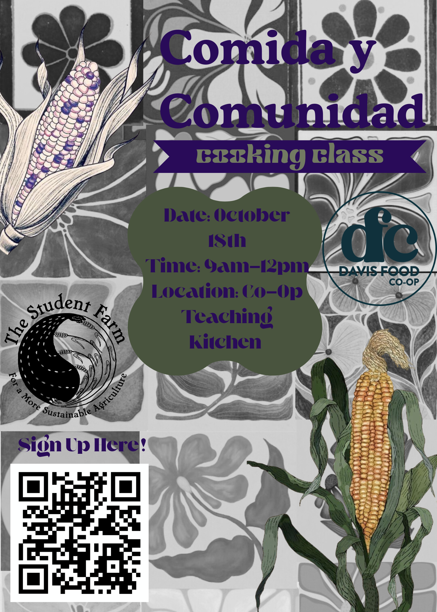 Flyer for Comida y Comunidad Cooking Class
