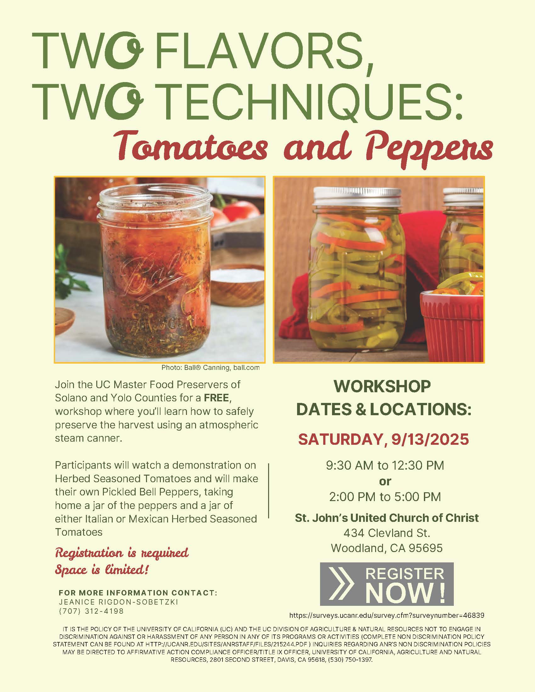 Tomato & Pepper Preserving Workshop Flyer