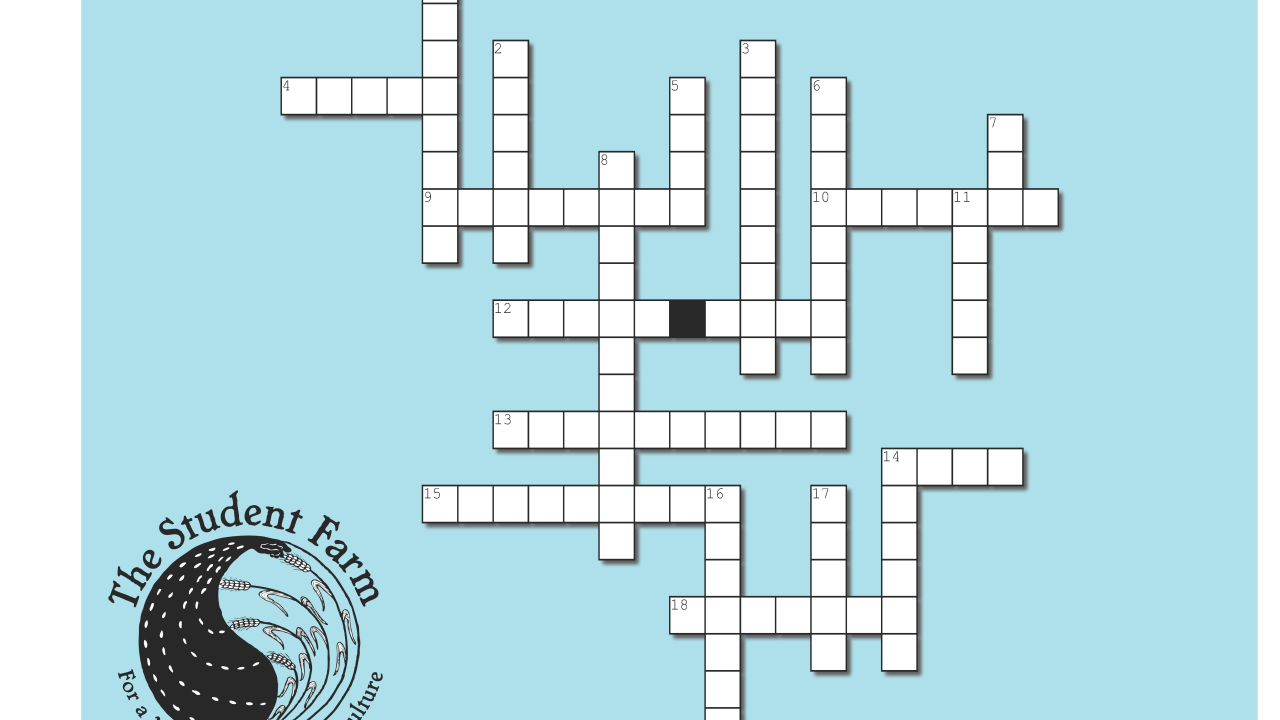 crossword puzzle for Student Farm Summer 2020 Newsletter