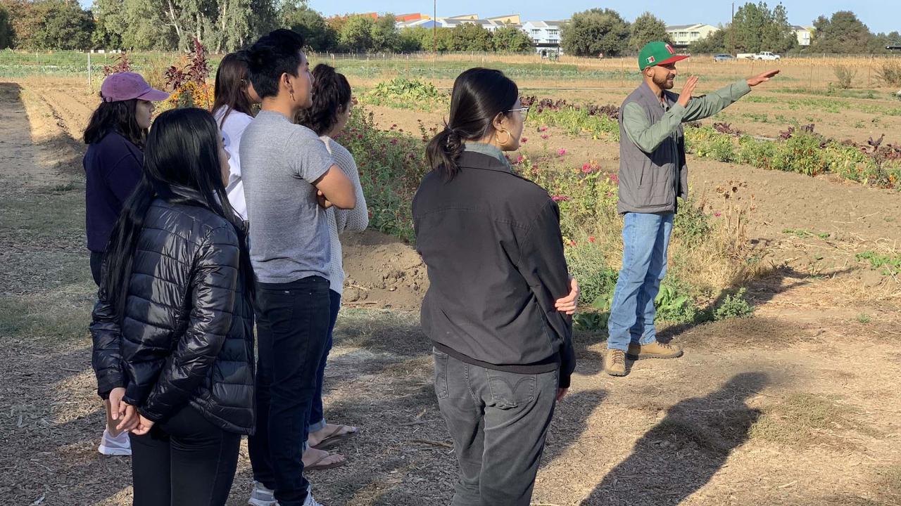 Chicanx Studies students at the Student Farm