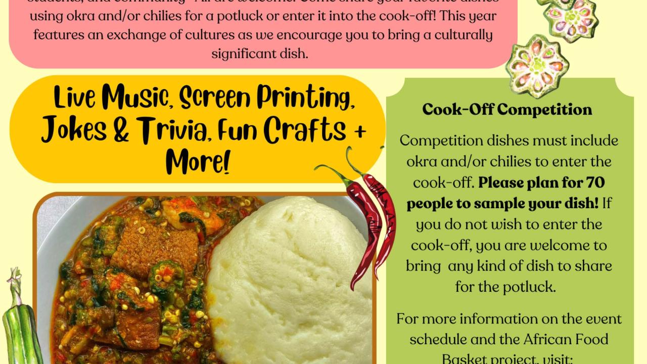 African Food Potluck and Okra Chile Cook-off Flyer