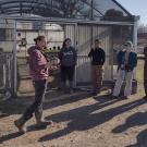 Jan teaching in front of the greenhouse
